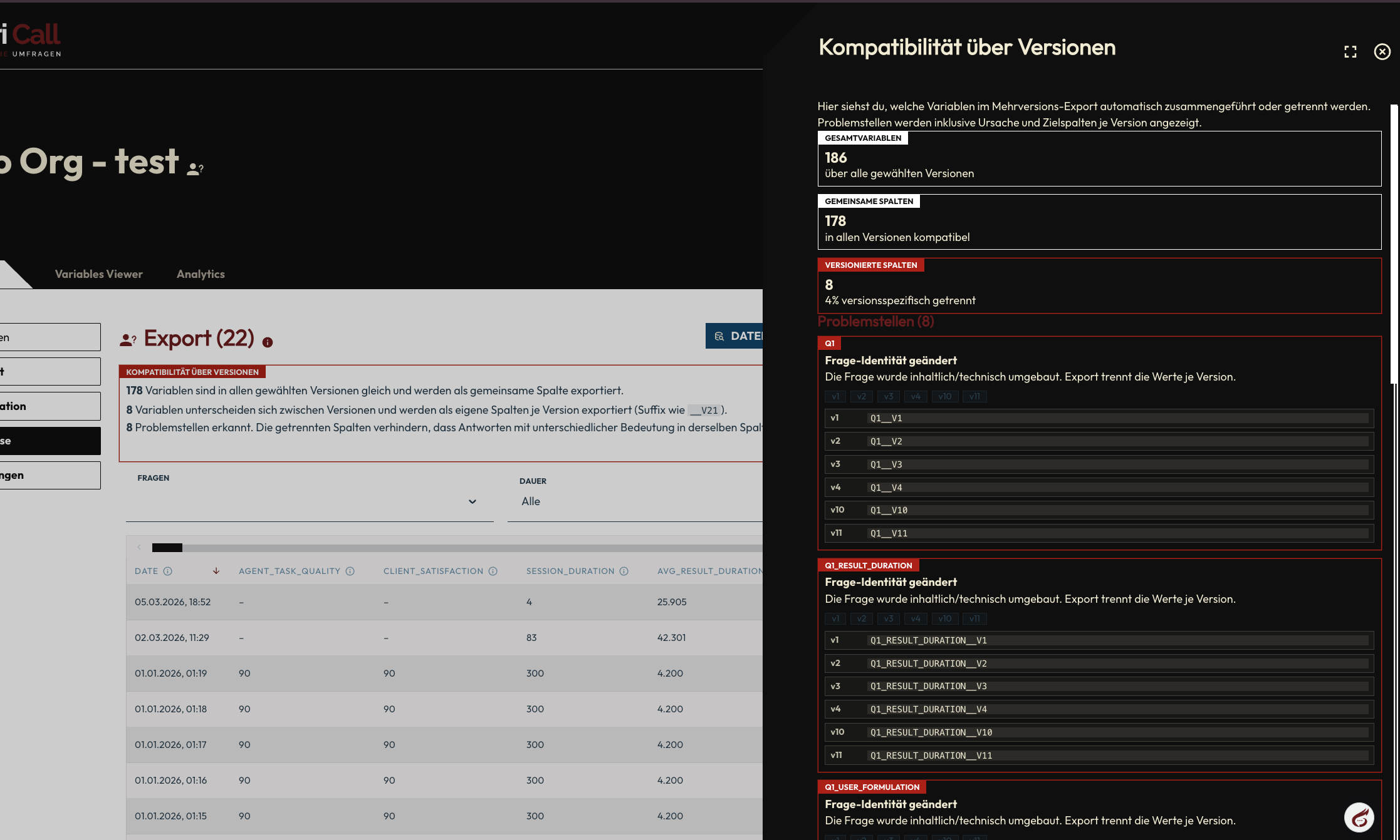 Ergebnisse-Explorer: Versionskonflikte
