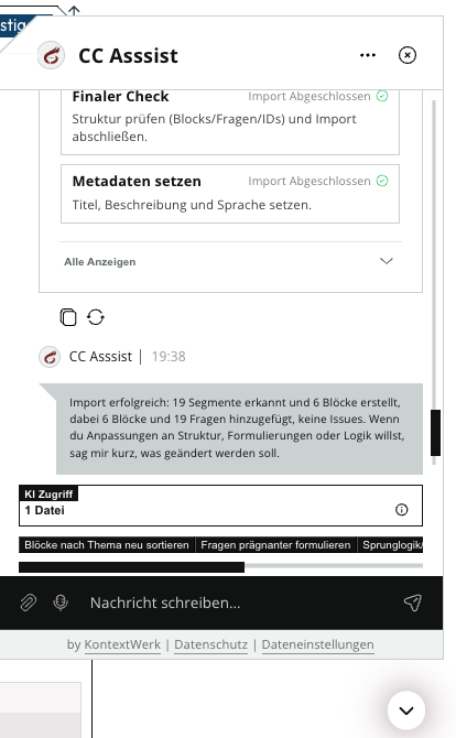 KI-Import: Import abgeschlossen