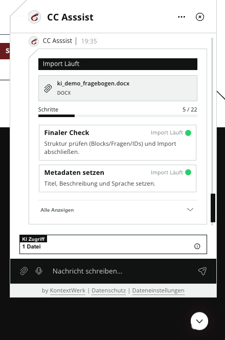 KI-Import: Import läuft