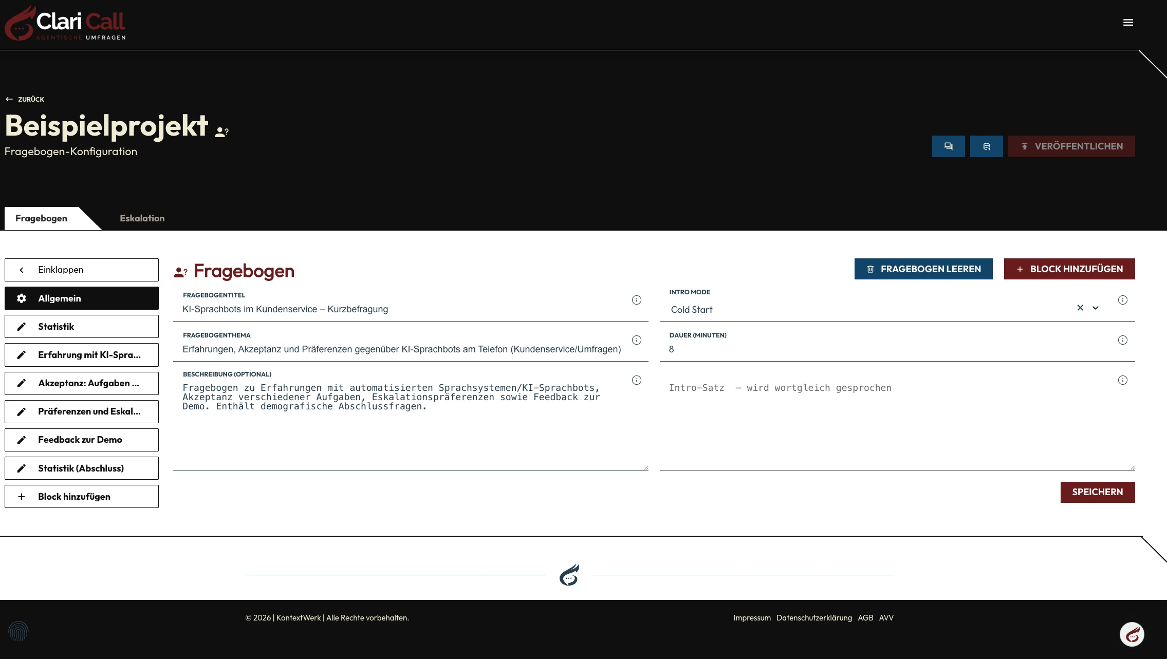 Fragebogen: Allgemeine Einstellungen