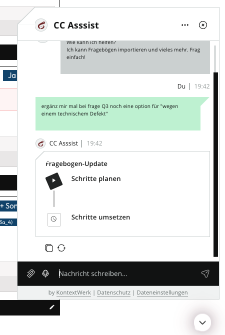 Fragebogen-Update: Planung